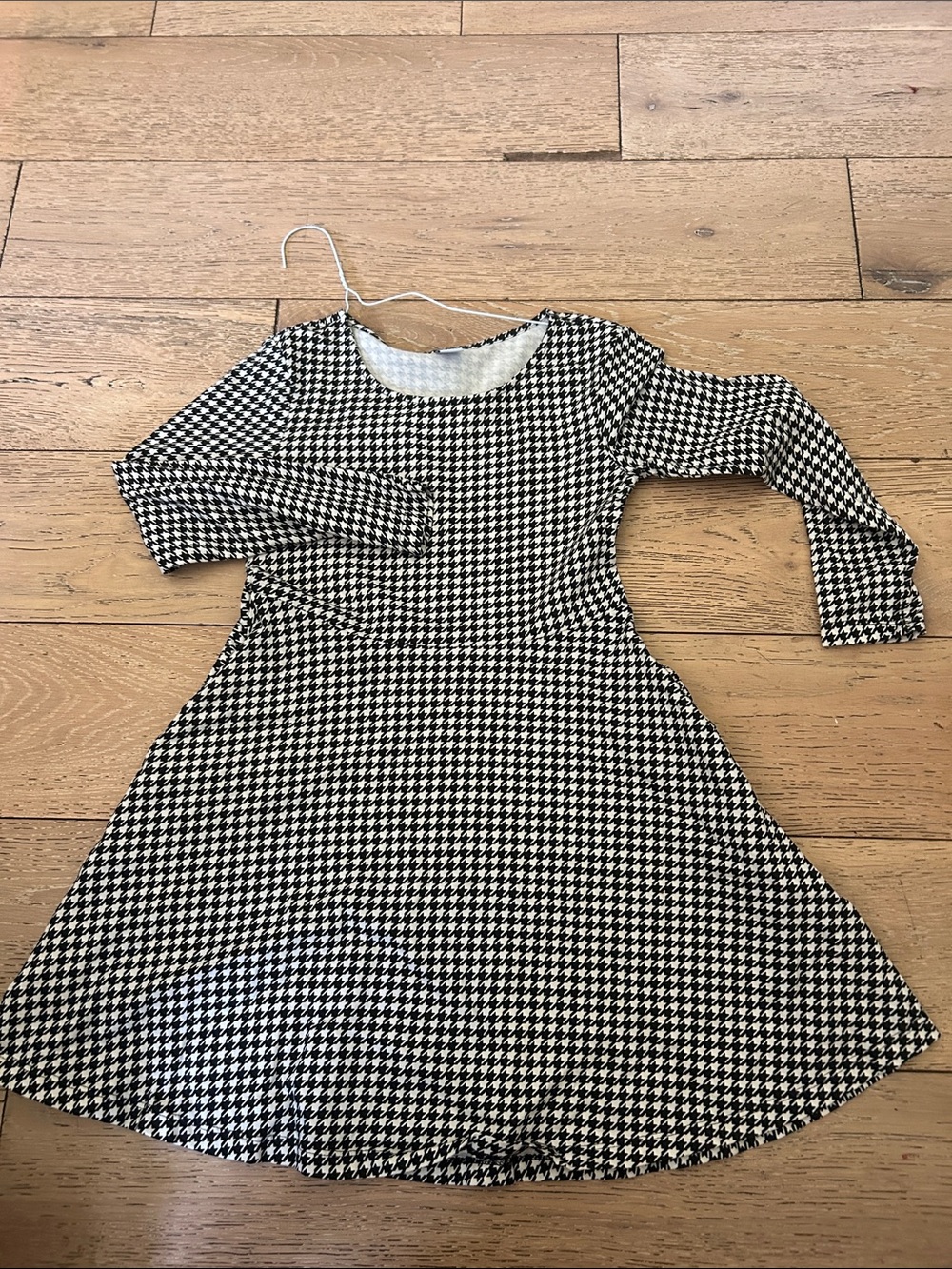 Old Navy Black and White Houndstooth Fit-and-Flare Dress